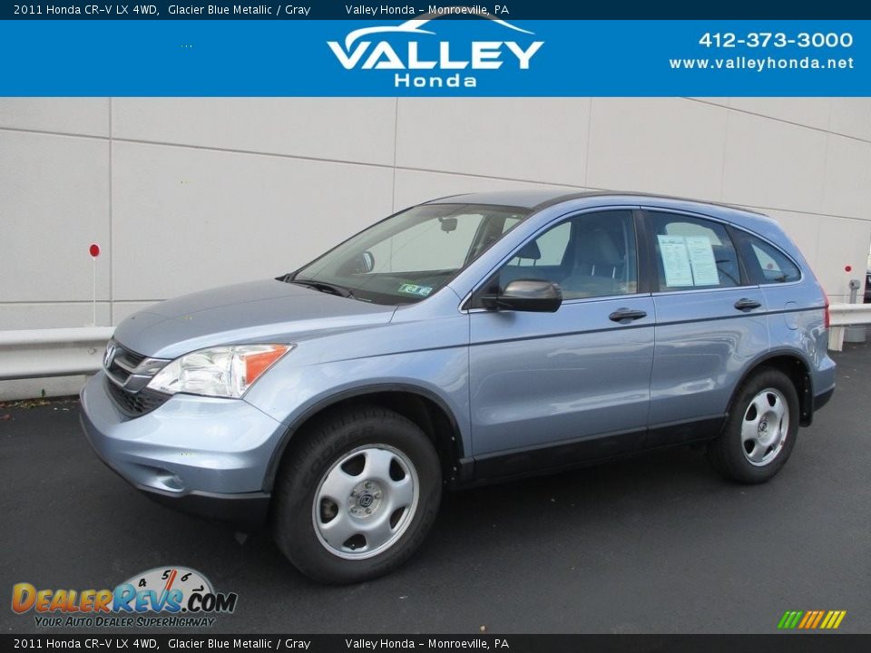 2011 Honda CR-V LX 4WD Glacier Blue Metallic / Gray Photo #1