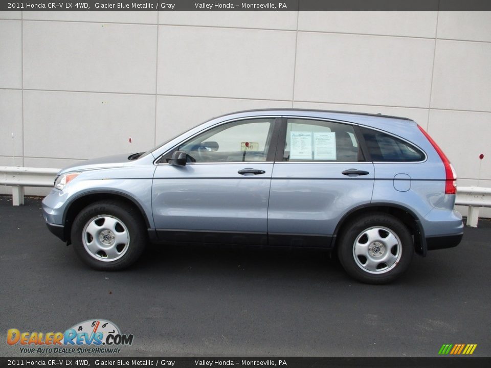 2011 Honda CR-V LX 4WD Glacier Blue Metallic / Gray Photo #2