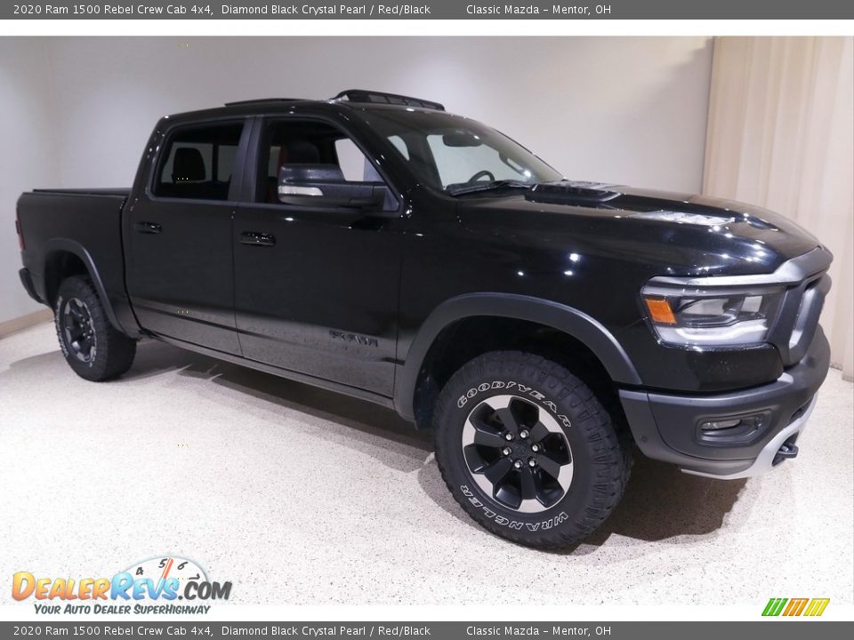 2020 Ram 1500 Rebel Crew Cab 4x4 Diamond Black Crystal Pearl / Red/Black Photo #1