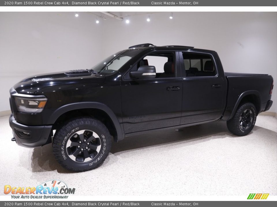 2020 Ram 1500 Rebel Crew Cab 4x4 Diamond Black Crystal Pearl / Red/Black Photo #3