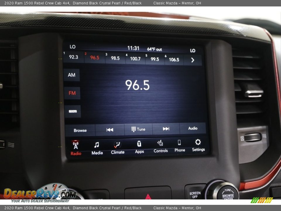 2020 Ram 1500 Rebel Crew Cab 4x4 Diamond Black Crystal Pearl / Red/Black Photo #11