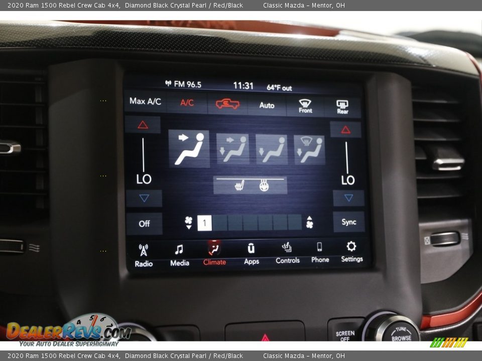 2020 Ram 1500 Rebel Crew Cab 4x4 Diamond Black Crystal Pearl / Red/Black Photo #12