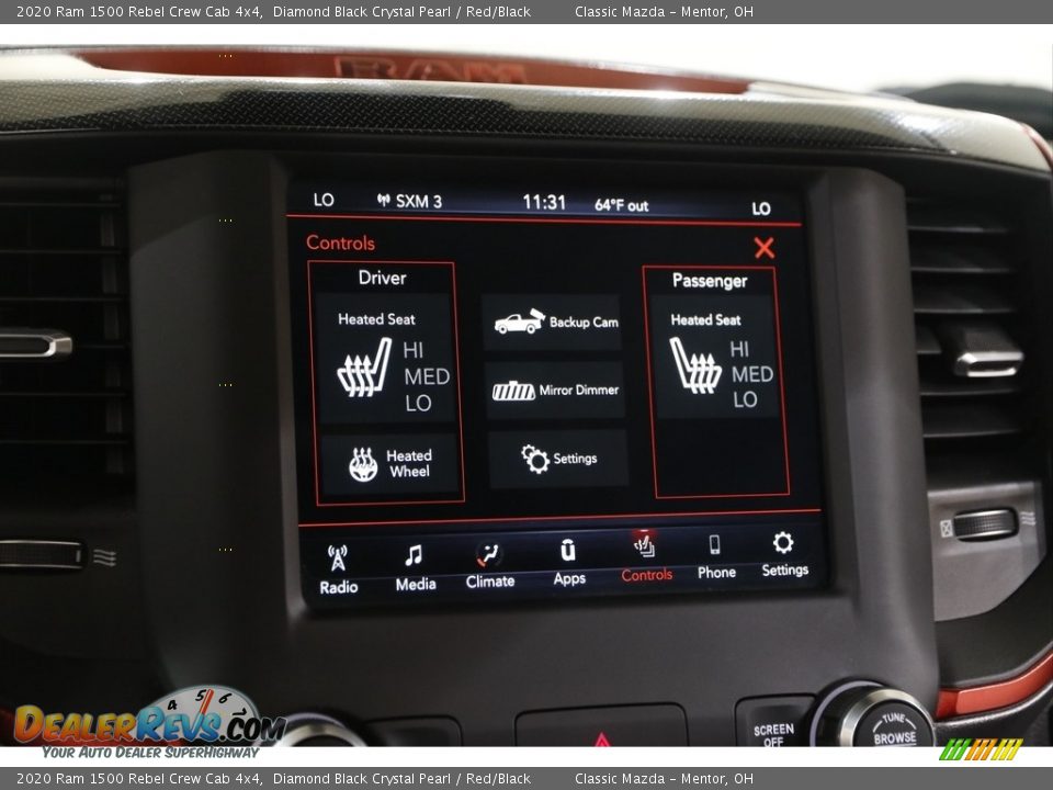 2020 Ram 1500 Rebel Crew Cab 4x4 Diamond Black Crystal Pearl / Red/Black Photo #13