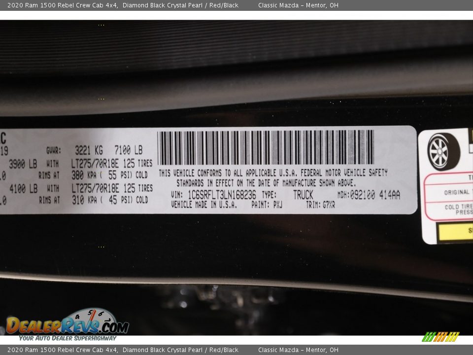 2020 Ram 1500 Rebel Crew Cab 4x4 Diamond Black Crystal Pearl / Red/Black Photo #22