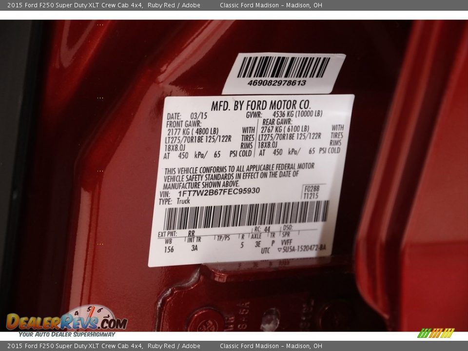 2015 Ford F250 Super Duty XLT Crew Cab 4x4 Ruby Red / Adobe Photo #20