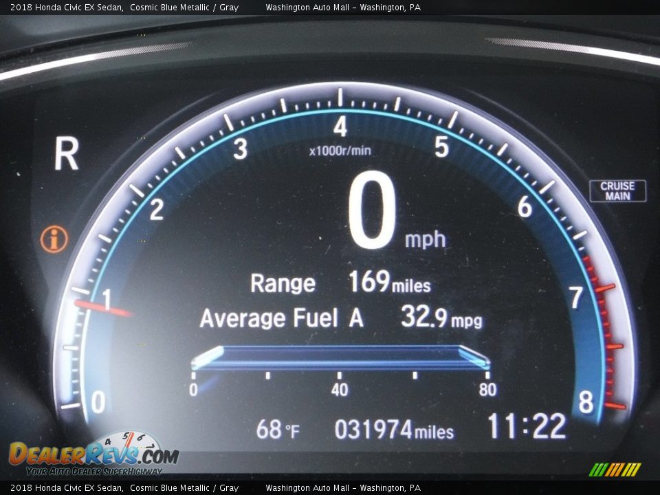 2018 Honda Civic EX Sedan Cosmic Blue Metallic / Gray Photo #28