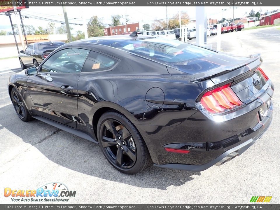 2021 Ford Mustang GT Premium Fastback Shadow Black / Showstopper Red Photo #3