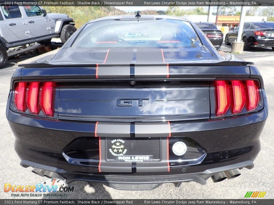 2021 Ford Mustang GT Premium Fastback Shadow Black / Showstopper Red Photo #4
