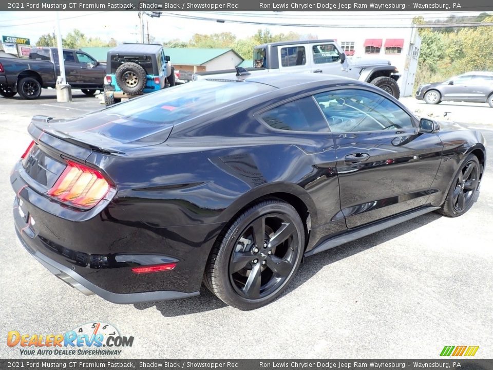 2021 Ford Mustang GT Premium Fastback Shadow Black / Showstopper Red Photo #5