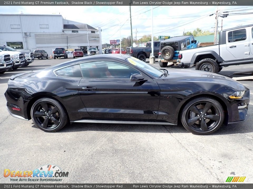 2021 Ford Mustang GT Premium Fastback Shadow Black / Showstopper Red Photo #6