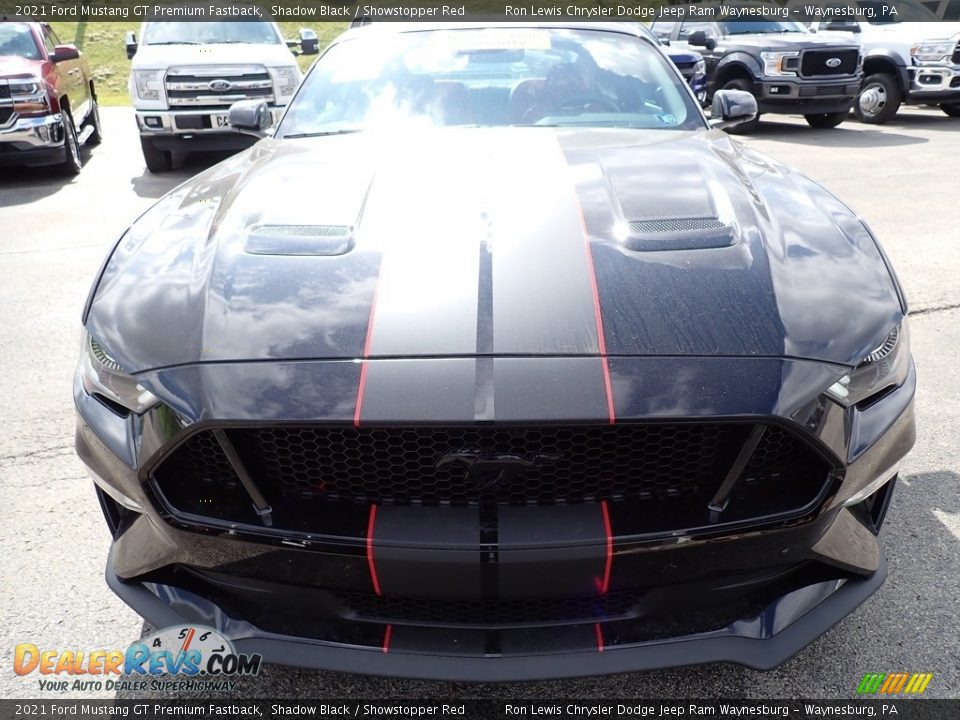 2021 Ford Mustang GT Premium Fastback Shadow Black / Showstopper Red Photo #8