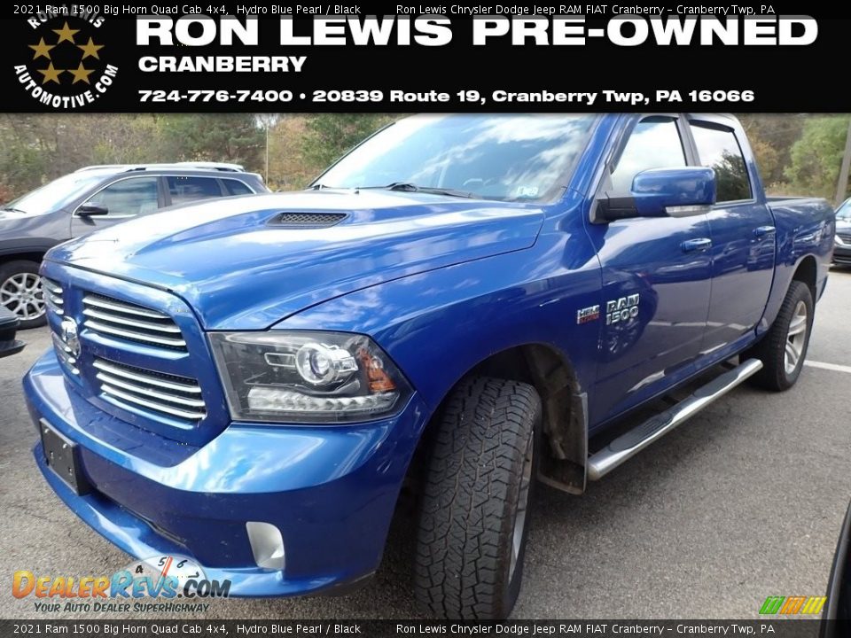 2021 Ram 1500 Big Horn Quad Cab 4x4 Hydro Blue Pearl / Black Photo #1
