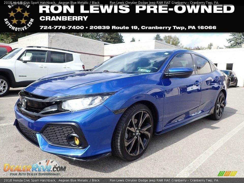 2018 Honda Civic Sport Hatchback Aegean Blue Metallic / Black Photo #1