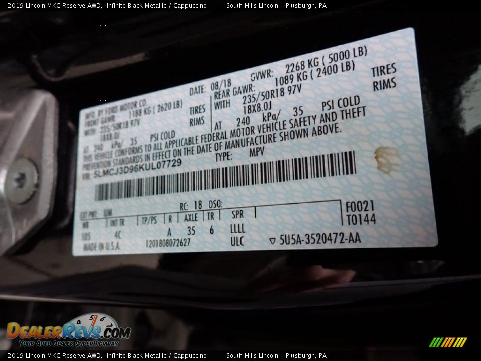 2019 Lincoln MKC Reserve AWD Infinite Black Metallic / Cappuccino Photo #23