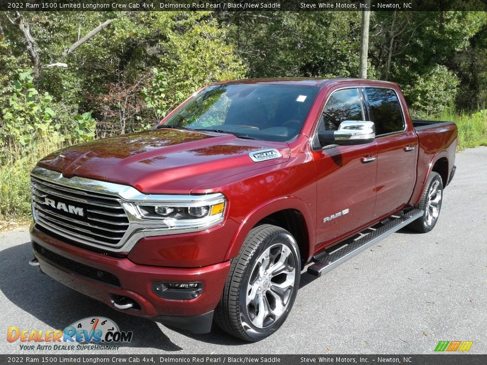 2022 Ram 1500 Limited Longhorn Crew Cab 4x4 Delmonico Red Pearl / Black/New Saddle Photo #2