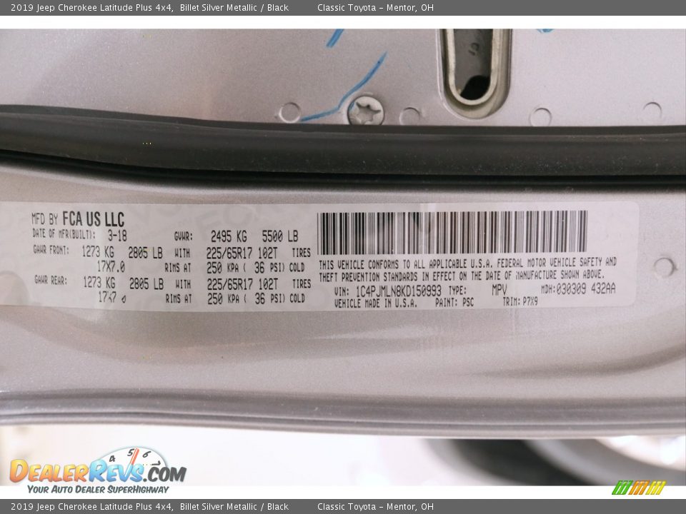 2019 Jeep Cherokee Latitude Plus 4x4 Billet Silver Metallic / Black Photo #21