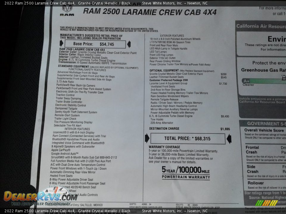 2022 Ram 2500 Laramie Crew Cab 4x4 Granite Crystal Metallic / Black Photo #30