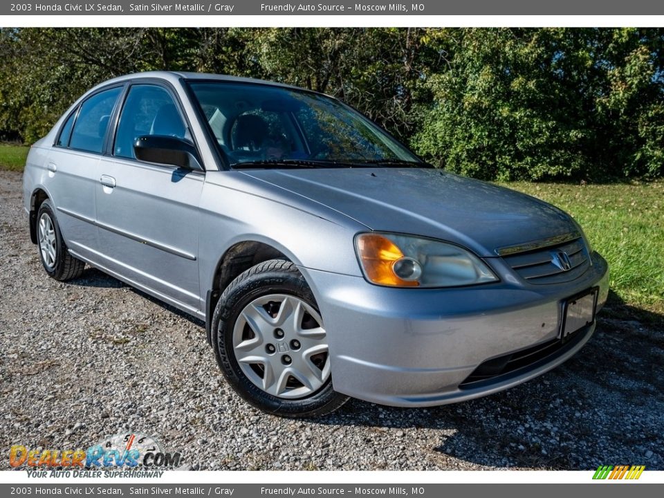 2003 Honda Civic LX Sedan Satin Silver Metallic / Gray Photo #1