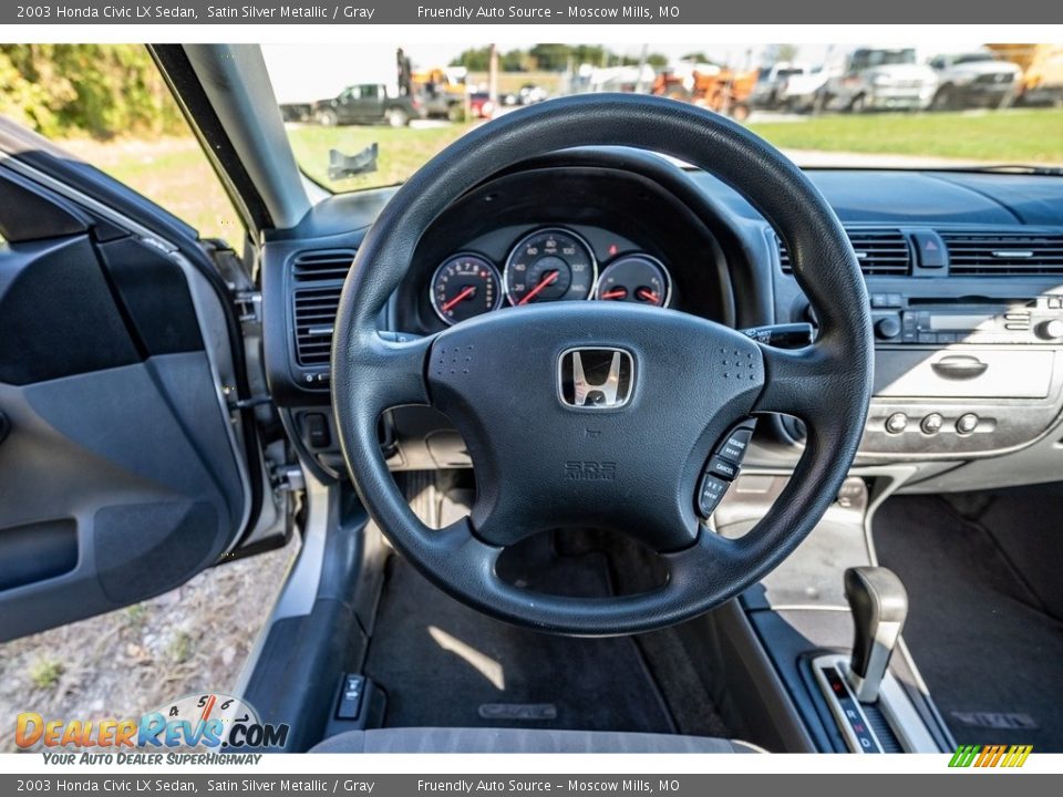 2003 Honda Civic LX Sedan Satin Silver Metallic / Gray Photo #34