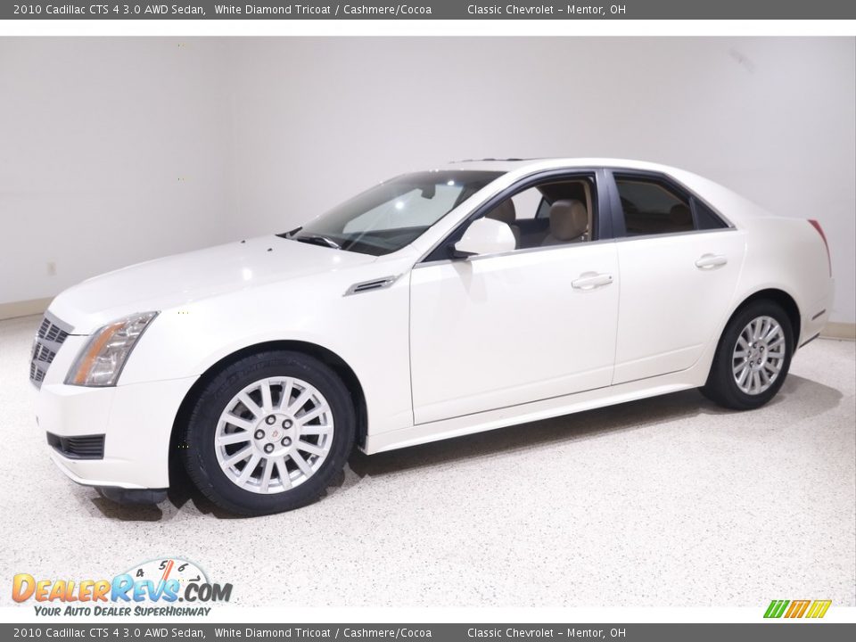 2010 Cadillac CTS 4 3.0 AWD Sedan White Diamond Tricoat / Cashmere/Cocoa Photo #3