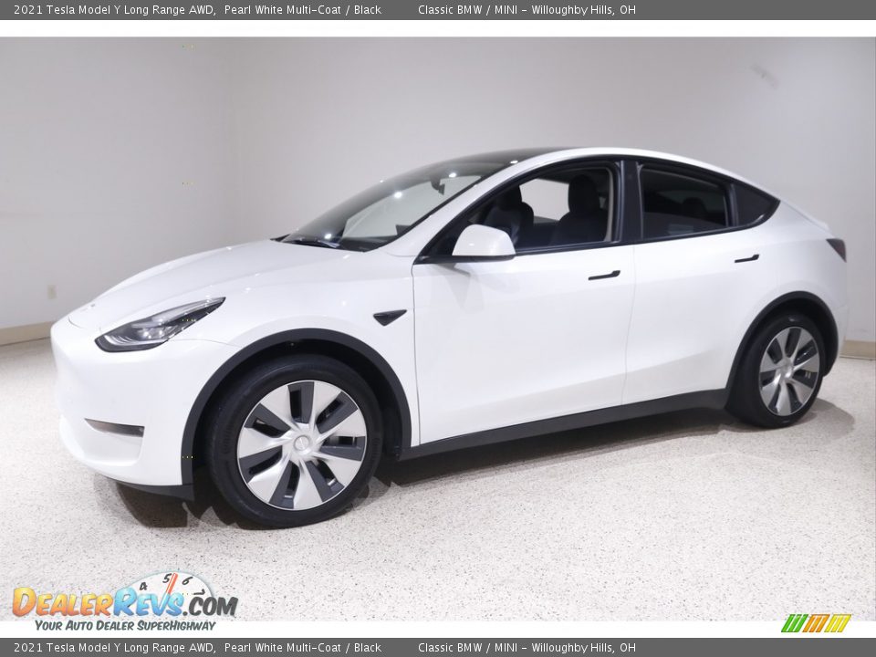 2021 Tesla Model Y Long Range AWD Pearl White Multi-Coat / Black Photo #3