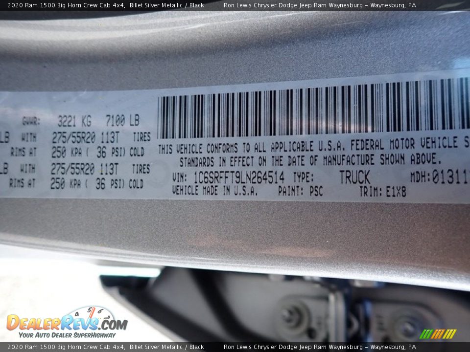 2020 Ram 1500 Big Horn Crew Cab 4x4 Billet Silver Metallic / Black Photo #15