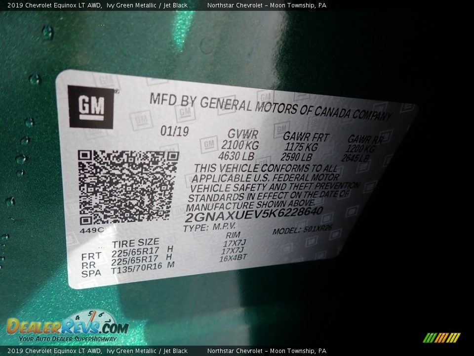 2019 Chevrolet Equinox LT AWD Ivy Green Metallic / Jet Black Photo #28