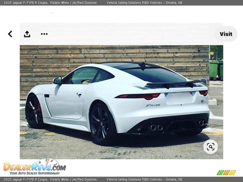 2015 Jaguar F-TYPE R Coupe Polaris White / Jet/Red Duotone Photo #23