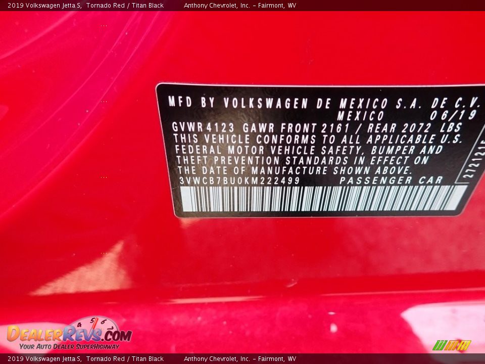 2019 Volkswagen Jetta S Tornado Red / Titan Black Photo #15