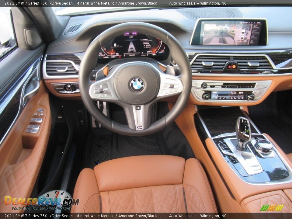 2021 BMW 7 Series 750i xDrive Sedan Mineral White Metallic / Amarone Brown/Black Photo #15