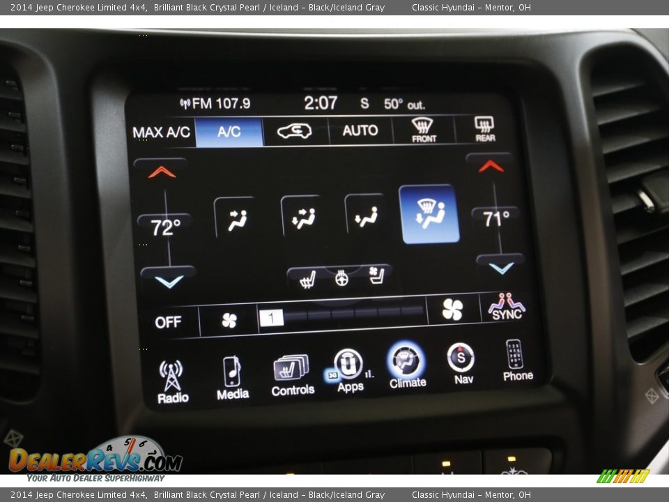 2014 Jeep Cherokee Limited 4x4 Brilliant Black Crystal Pearl / Iceland - Black/Iceland Gray Photo #11