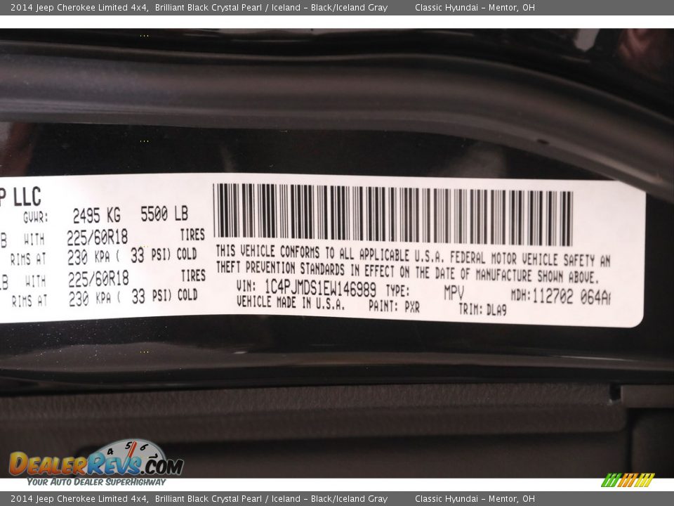2014 Jeep Cherokee Limited 4x4 Brilliant Black Crystal Pearl / Iceland - Black/Iceland Gray Photo #22