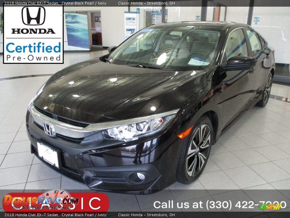 2018 Honda Civic EX-T Sedan Crystal Black Pearl / Ivory Photo #1