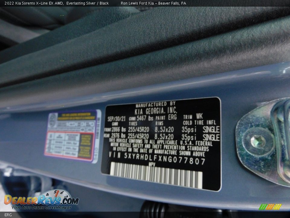 Kia Color Code ERG Everlasting Silver