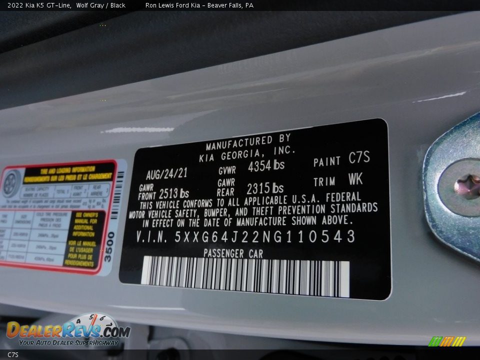 Kia Color Code C7S Wolf Gray