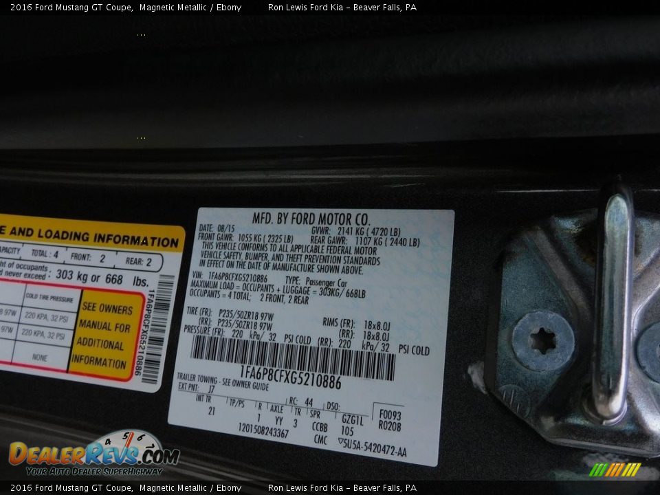 2016 Ford Mustang GT Coupe Magnetic Metallic / Ebony Photo #21