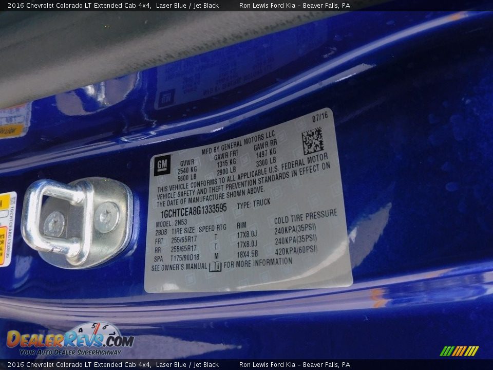 2016 Chevrolet Colorado LT Extended Cab 4x4 Laser Blue / Jet Black Photo #21