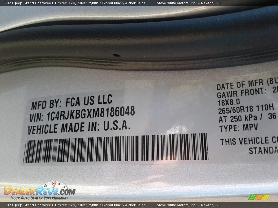 2021 Jeep Grand Cherokee L Limited 4x4 Silver Zynith / Global Black/Wicker Beige Photo #32