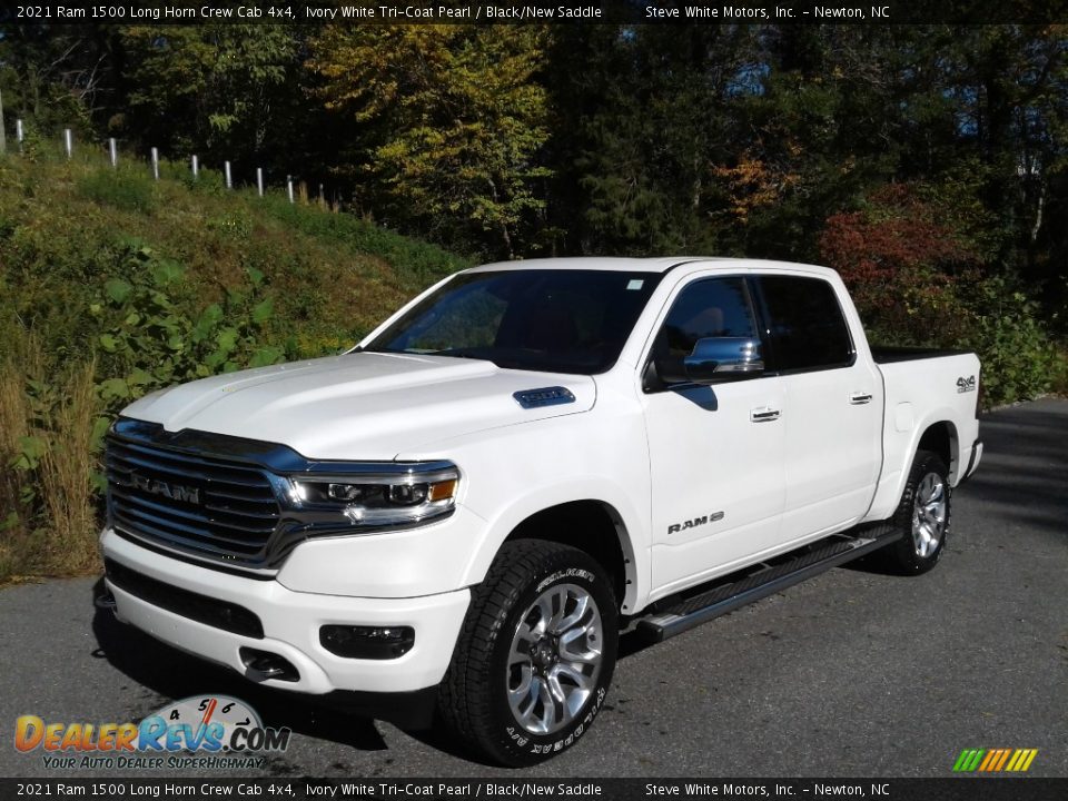 2021 Ram 1500 Long Horn Crew Cab 4x4 Ivory White Tri-Coat Pearl / Black/New Saddle Photo #2