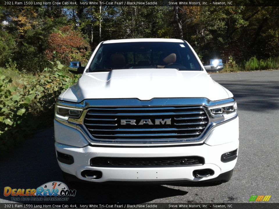 2021 Ram 1500 Long Horn Crew Cab 4x4 Ivory White Tri-Coat Pearl / Black/New Saddle Photo #3