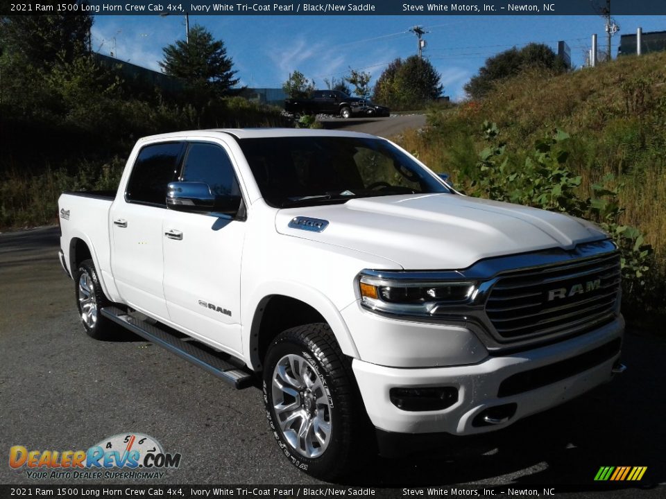 2021 Ram 1500 Long Horn Crew Cab 4x4 Ivory White Tri-Coat Pearl / Black/New Saddle Photo #4