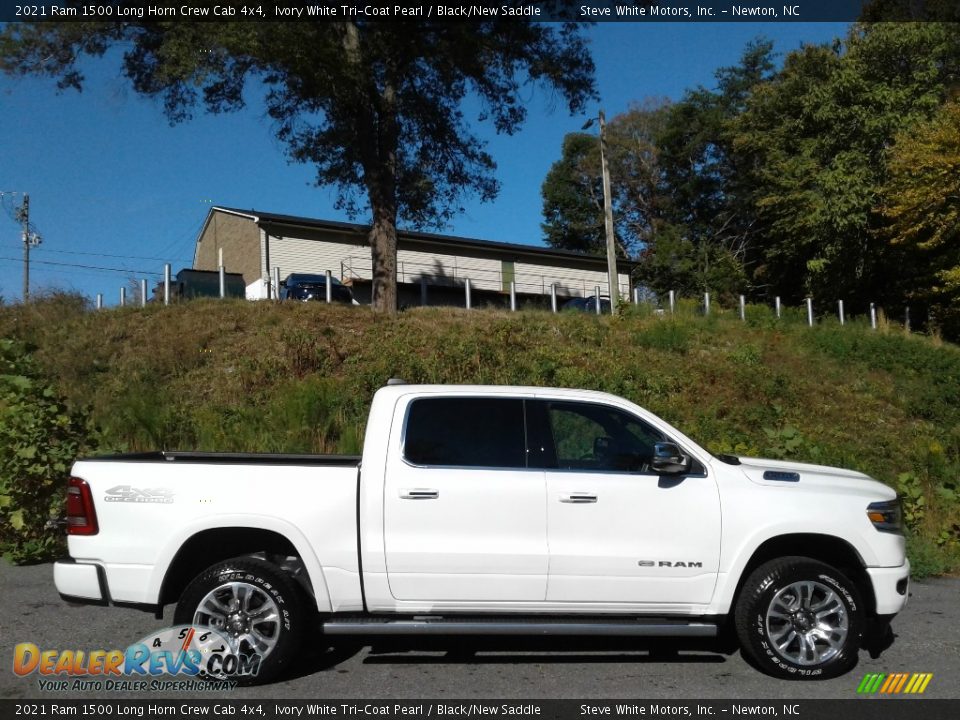 2021 Ram 1500 Long Horn Crew Cab 4x4 Ivory White Tri-Coat Pearl / Black/New Saddle Photo #5