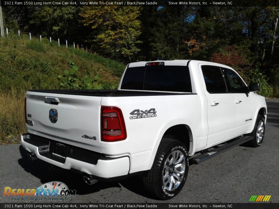 2021 Ram 1500 Long Horn Crew Cab 4x4 Ivory White Tri-Coat Pearl / Black/New Saddle Photo #6