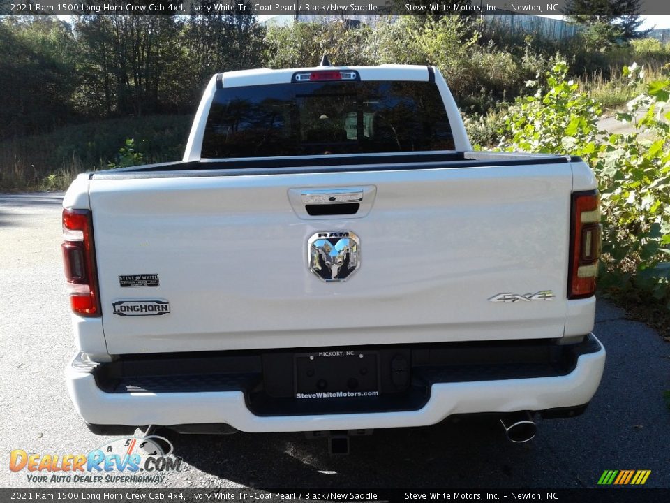 2021 Ram 1500 Long Horn Crew Cab 4x4 Ivory White Tri-Coat Pearl / Black/New Saddle Photo #7