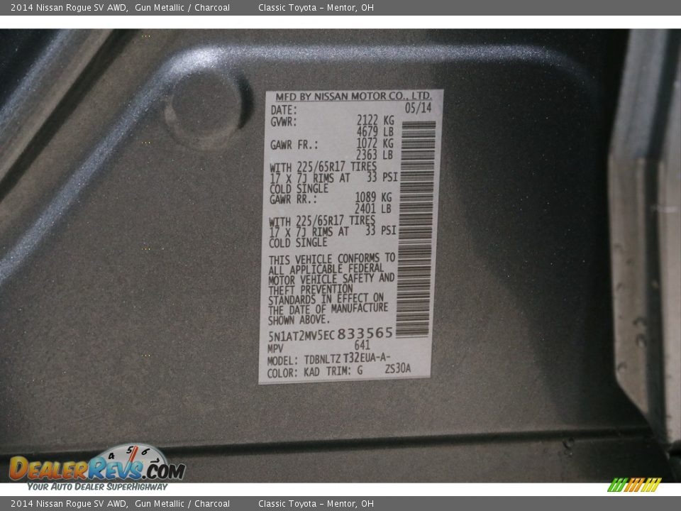 2014 Nissan Rogue SV AWD Gun Metallic / Charcoal Photo #20