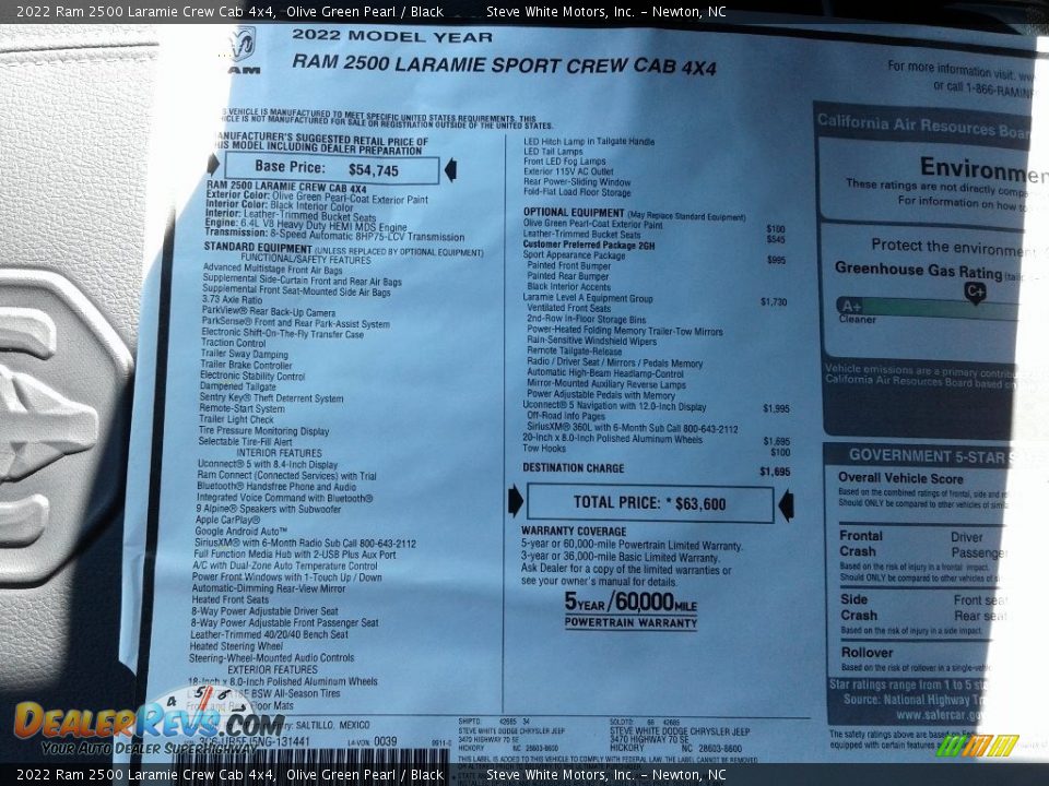 2022 Ram 2500 Laramie Crew Cab 4x4 Olive Green Pearl / Black Photo #31
