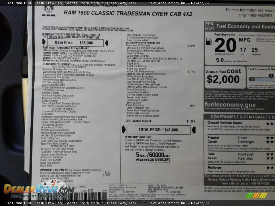 2021 Ram 1500 Classic Crew Cab Window Sticker Photo #28
