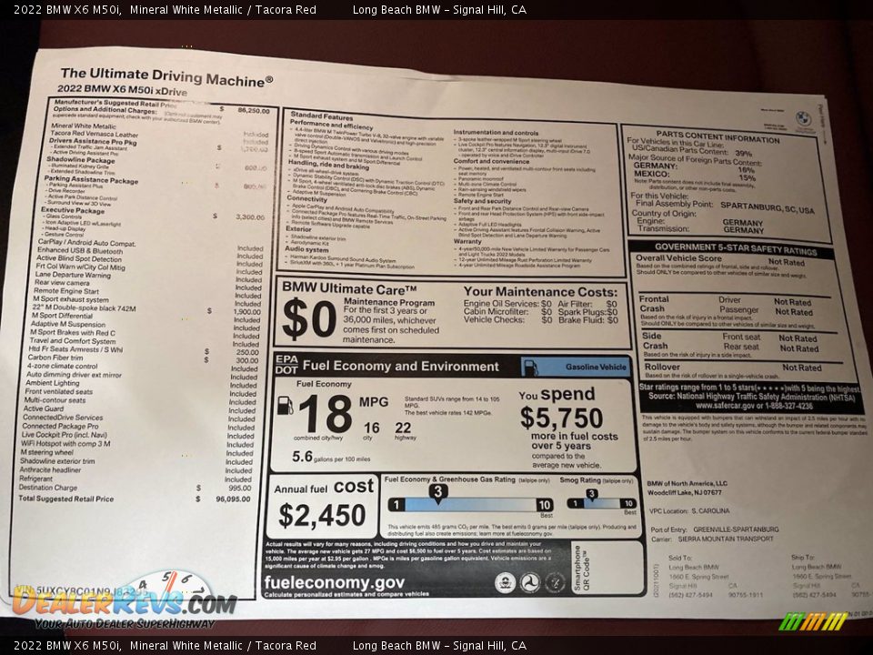 2022 BMW X6 M50i Window Sticker Photo #26