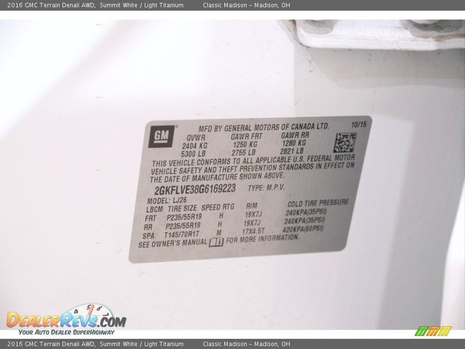 2016 GMC Terrain Denali AWD Summit White / Light Titanium Photo #20