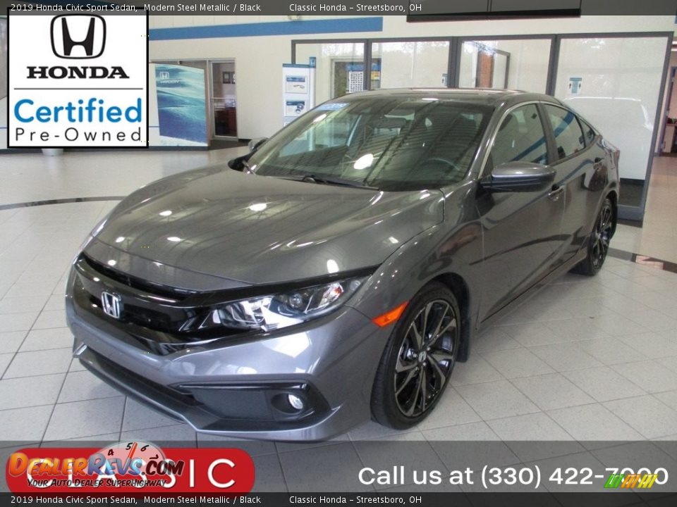 2019 Honda Civic Sport Sedan Modern Steel Metallic / Black Photo #1